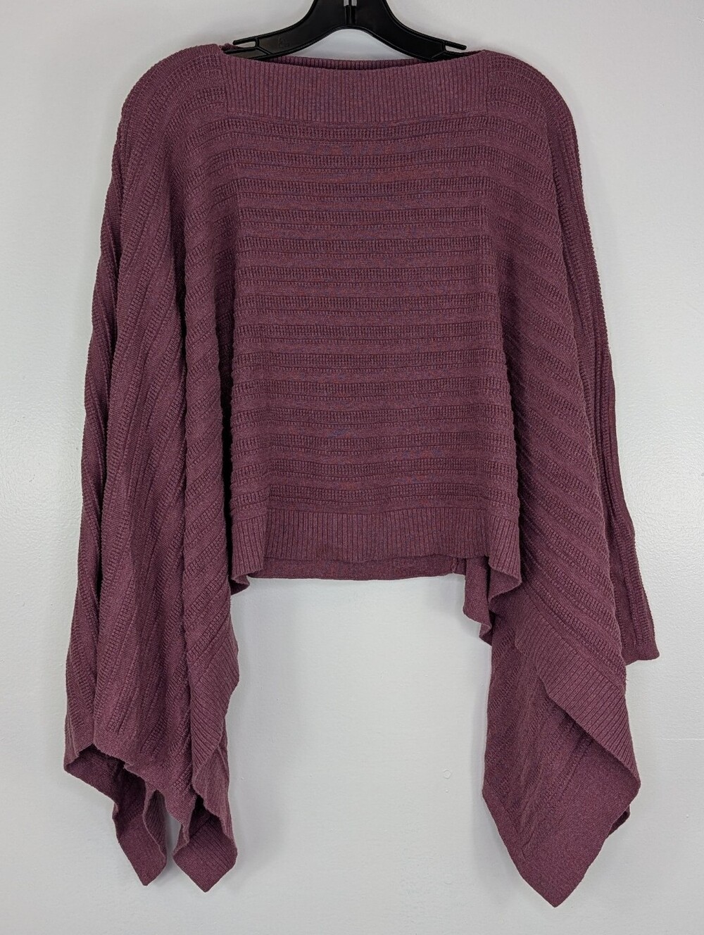 Lululemon Forward Flow Poncho Sweater OS Knit Cape Draped Heathered Plumful
